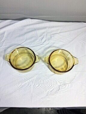 Set Of 2 Mexico Forte Crisa 13 Oz. Pyr-O-Rey Amber Small Casserole Baking Dishes